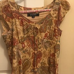 Women’s Kasper mustard, red & lime shirt; 8P